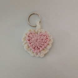 Heart Keychain (Pink/White)